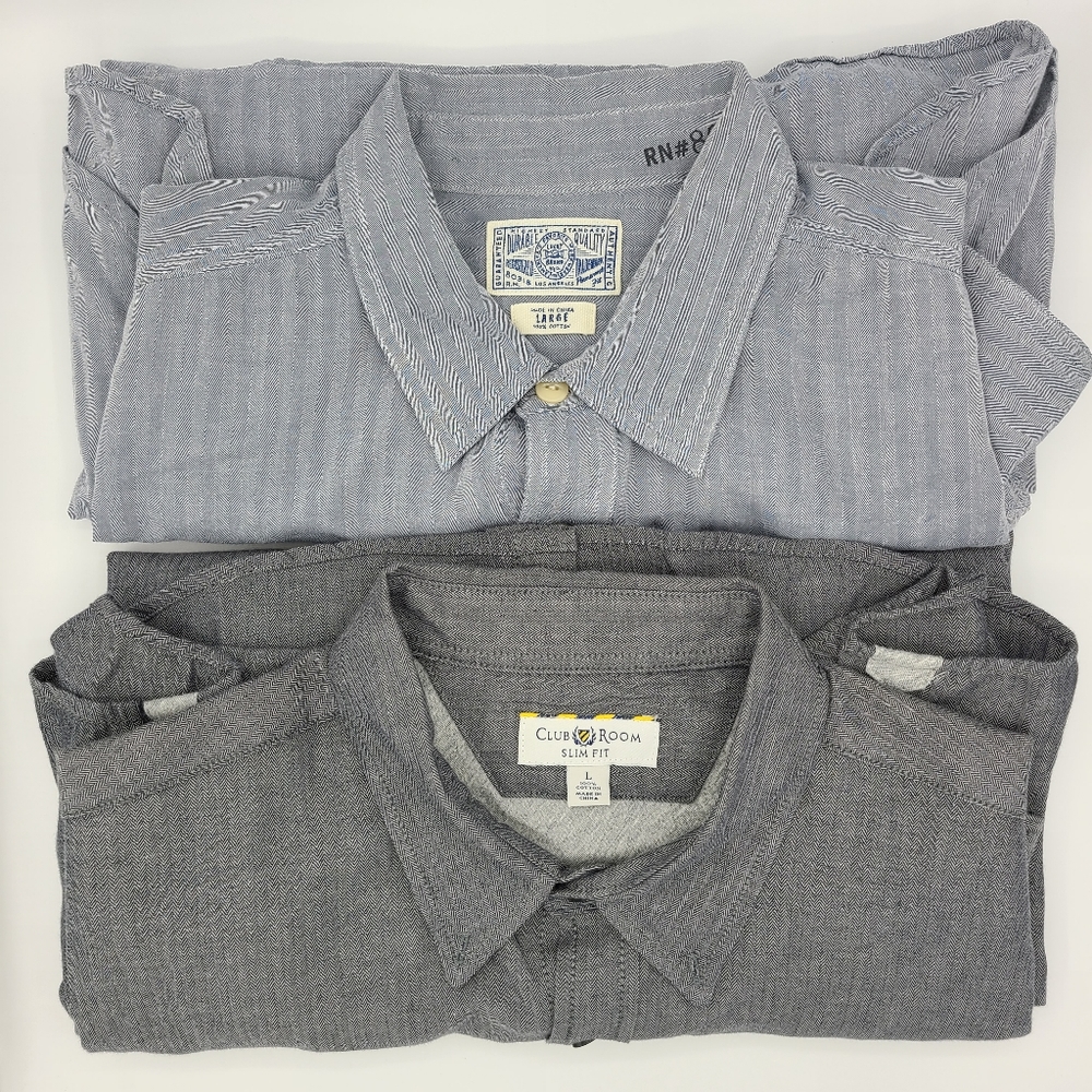 Lucky Brand, Club Room Button-Up Long Sleeve Shirts / 2 Pack / Men's Large